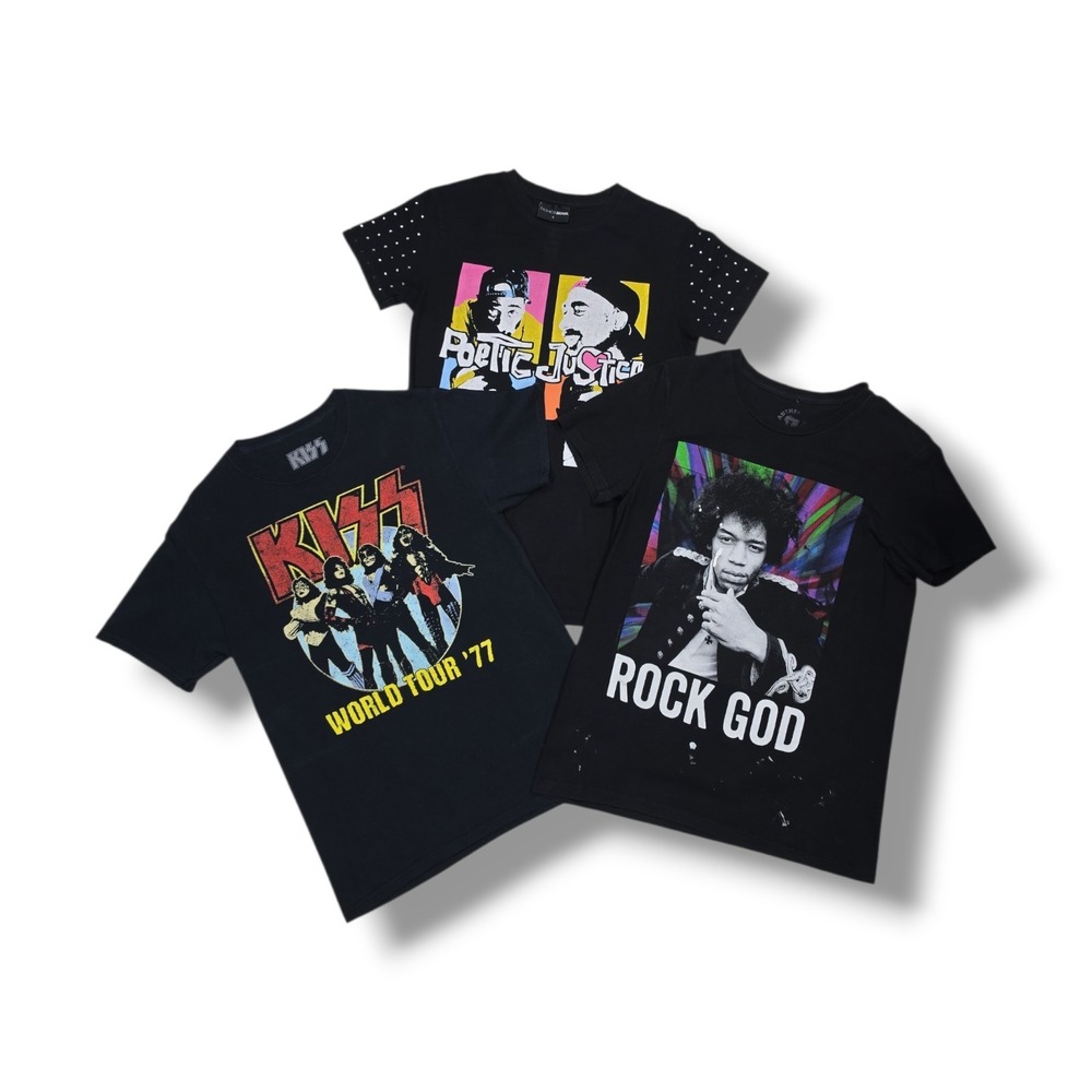 Unisex Band Tees Size Small‎ LOT OF 3 Mix Genres Black T-Shirt